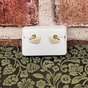 0.50 CTW Moissanite Swan Earrings Honey Gold Vermeil over 925 Sterling Silver